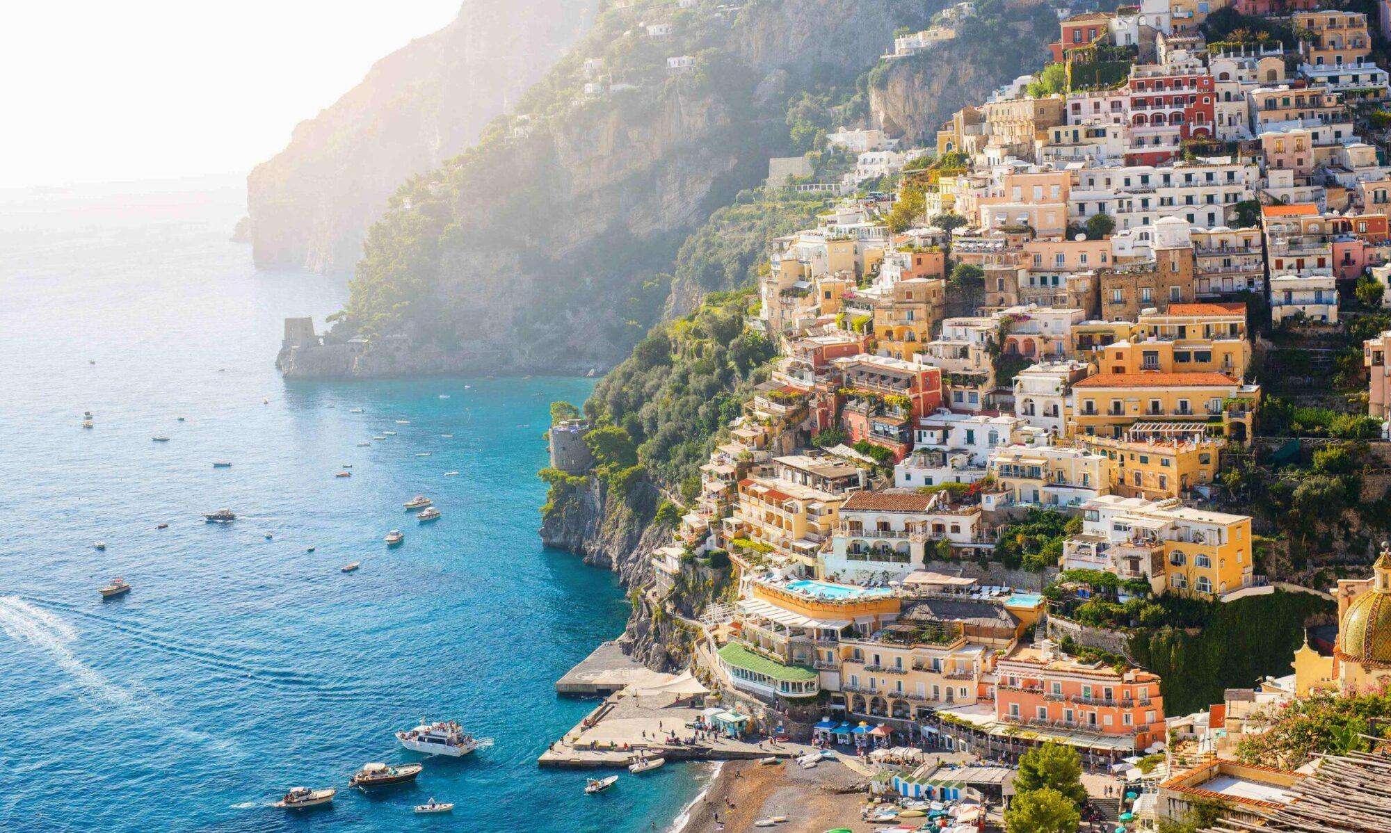 Positano on the Amalfi Coast at golden hour